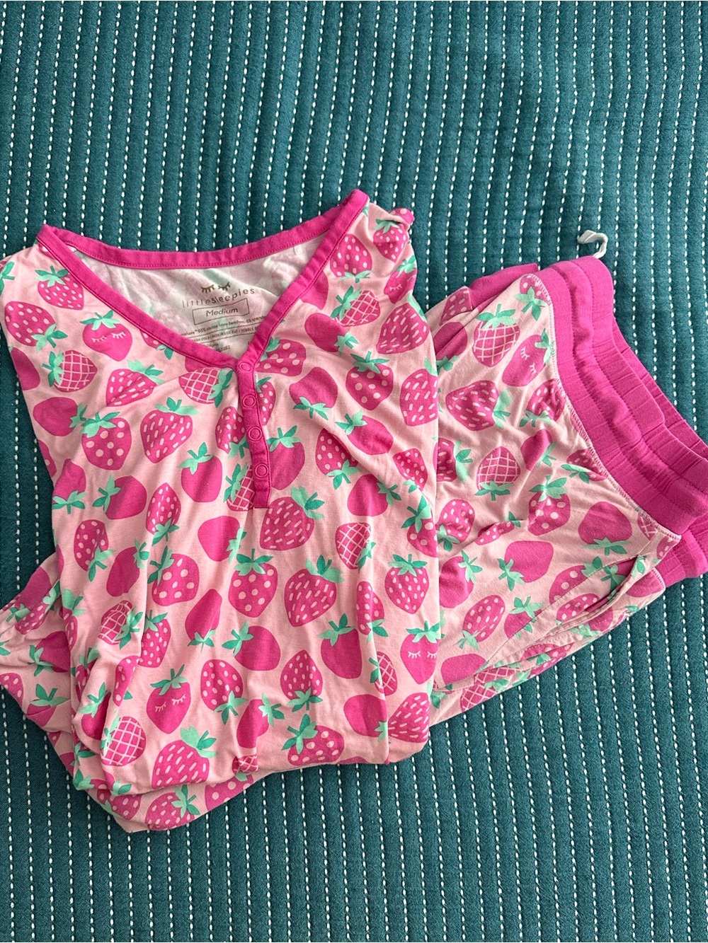 Little Sleepies Pink Strawberry Print Womens Pajama Set